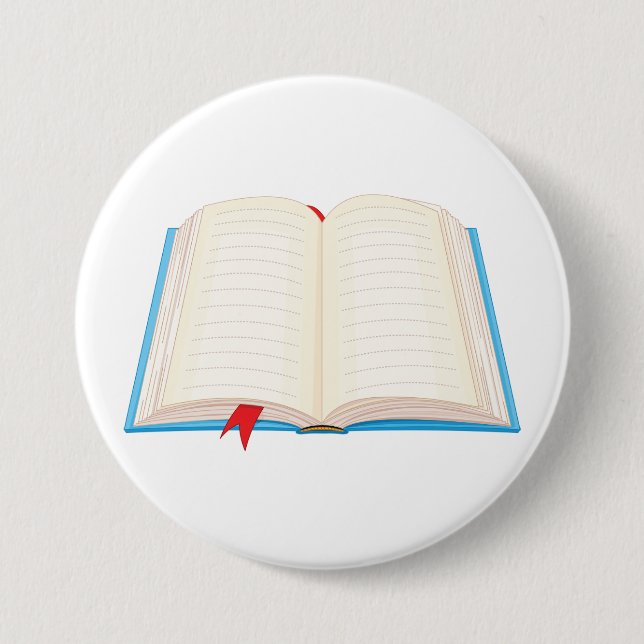 Bóton Redondo 7.62cm Open Lined Book Red Bookmark (Frente)