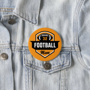 Bóton Redondo 7.62cm Orange and Black Football Mãe Custom Jersey Number