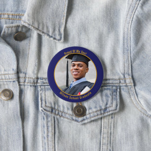 Bóton Redondo 7.62cm Orgulho do botão de foto do seu Formando Dourado e