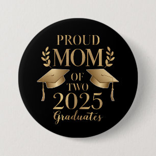 Bóton Redondo 7.62cm Orgulhosa Mãe de Dois Graduandos de 2025 Gêmeos Gr