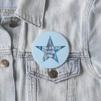 Bóton Redondo 7.62cm Os EUA estão ficando azuis, botões de estrela abst
