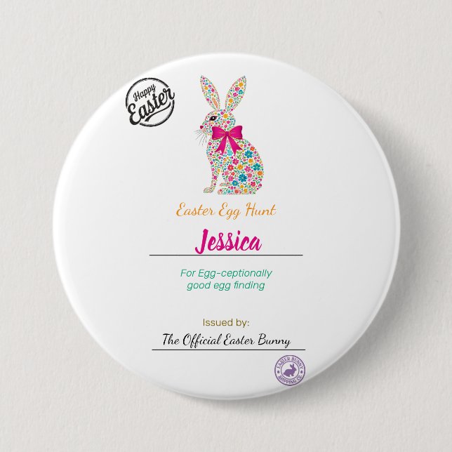 Bóton Redondo 7.62cm Óvela Personalizada de Páscoa Infantil (Frente)