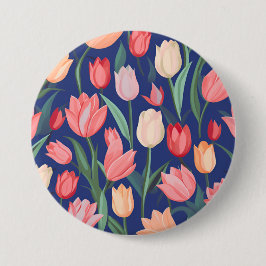 Bóton Redondo 7.62cm Padrão das tulipas