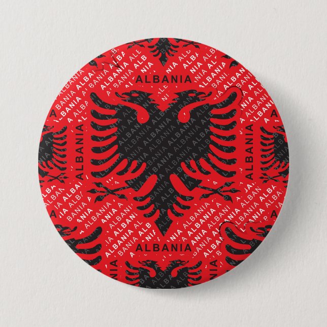 Bóton Redondo 7.62cm Padrão de bandeira albanês 2 (Frente)