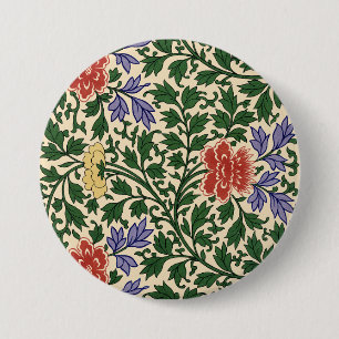Bóton Redondo 7.62cm Padrão de Peônia Chinoiserie Vintage Owen Jones