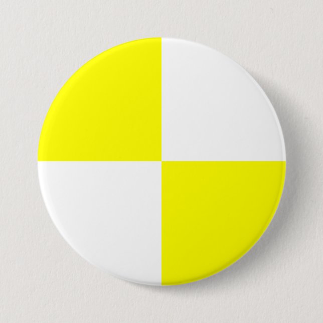 Bóton Redondo 7.62cm Padrão Xadrez Amarelo (Frente)