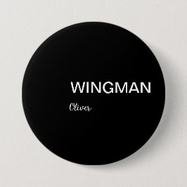 Bóton Redondo 7.62cm Padrinho de casamento Wingman preto branco