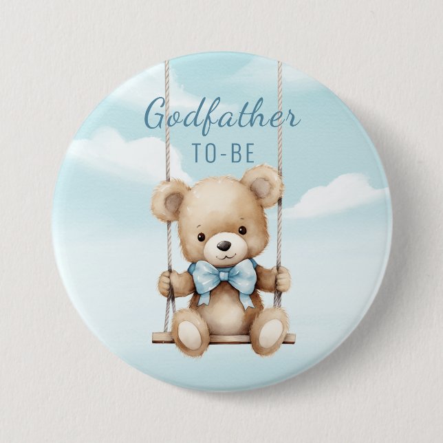 Bóton Redondo 7.62cm Padrinho Para Ser Urso de Pelúcia Balanço (Frente)