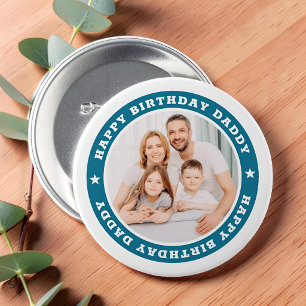 Bóton Redondo 7.62cm Pai de aniversário feliz Foto personalizada simpl