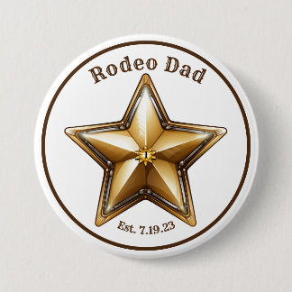 Bóton Redondo 7.62cm Pai Rodeo Xerife Star Button Pin Primeiro Aniversá