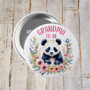 Bóton Redondo 7.62cm Panda Bear em Flores Chá de fraldas Vovó para ser