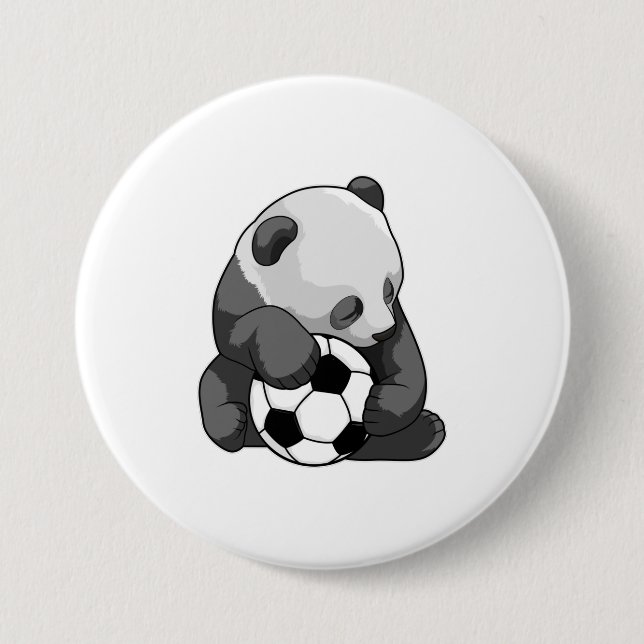 Bóton Redondo 7.62cm Panda com bola de futebol (Frente)