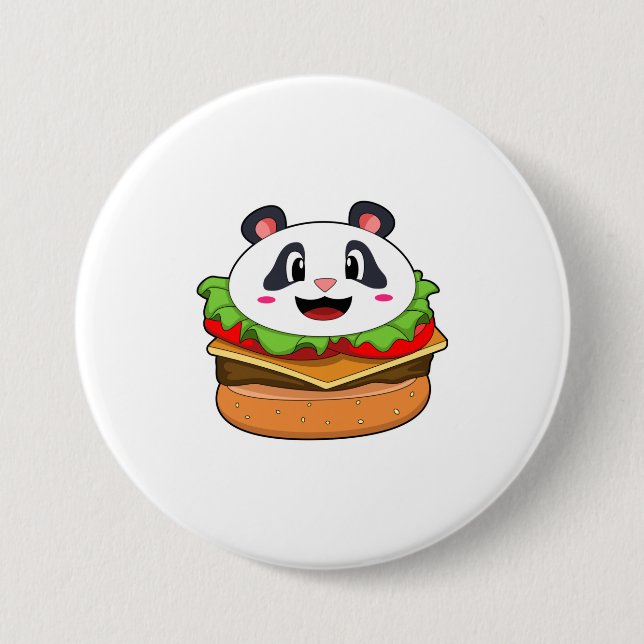 Bóton Redondo 7.62cm Panda com o Burger (Frente)