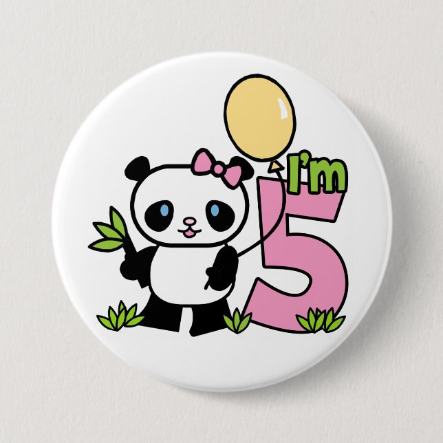 Bóton Redondo 7.62cm Panda Girl 6 Birthday (Frente)