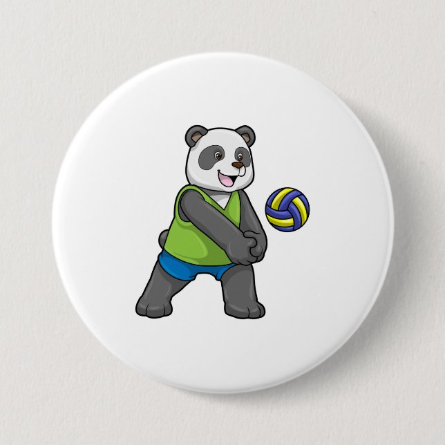 Bóton Redondo 7.62cm Panda no Esporte com Voleibol (Frente)