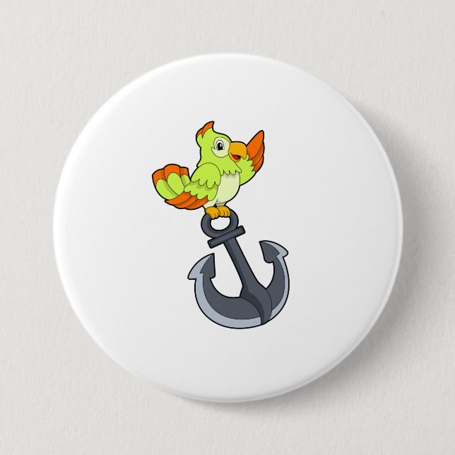 Bóton Redondo 7.62cm Papagaio com Âncora (Frente)