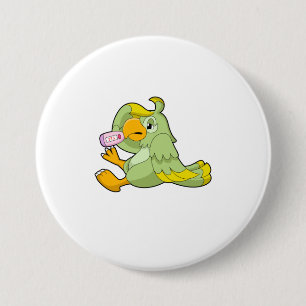 Bóton Redondo 7.62cm Papagaio com termômetro clínico