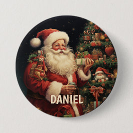 Bóton Redondo 7.62cm Papai Noel Personalizado Vintage