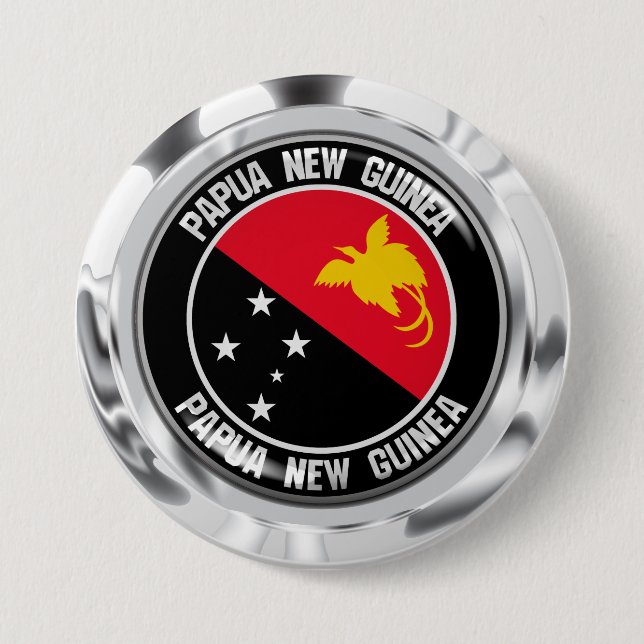 Bóton Redondo 7.62cm Papua Nova Guiné - Arredondada Emblem (Frente)