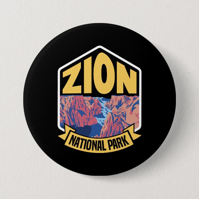 Bóton Redondo 7.62cm Parque Nacional Zion Utah Retro (Frente)