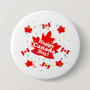 Bóton Redondo 7.62cm Partido feliz do dia de Canadá