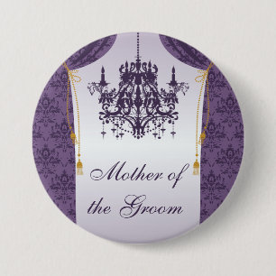 Bóton Redondo 7.62cm Partido nupcial roxo da cortina e do candelabro do