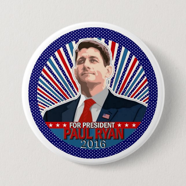 Bóton Redondo 7.62cm Paul Ryan para o presidente 2016 (Frente)