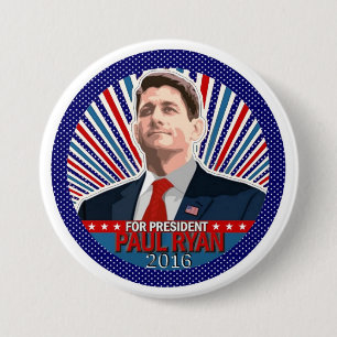 Bóton Redondo 7.62cm Paul Ryan para o presidente 2016
