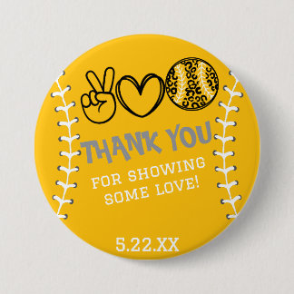 Bóton Redondo 7.62cm Peace Love Softball Birthday