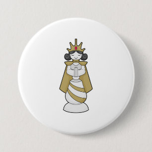 Bóton Redondo 7.62cm Peça de xadrez Queen Crown Chess