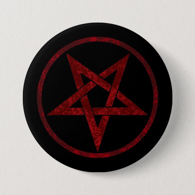 Bóton Redondo 7.62cm Pentagrama do Diabo Vermelho (Frente)
