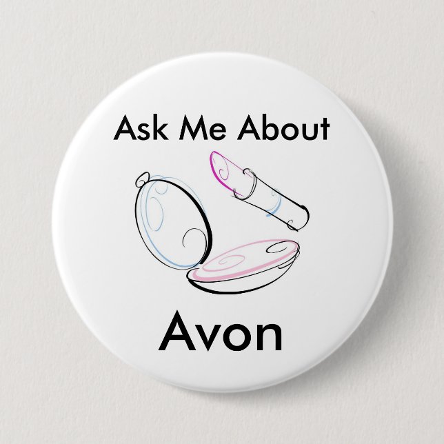 Bóton Redondo 7.62cm Pergunte-me sobre Avon - botão redondo (Frente)