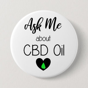 Bóton Redondo 7.62cm Pergunte-me sobre o óleo de CBD - marketing de