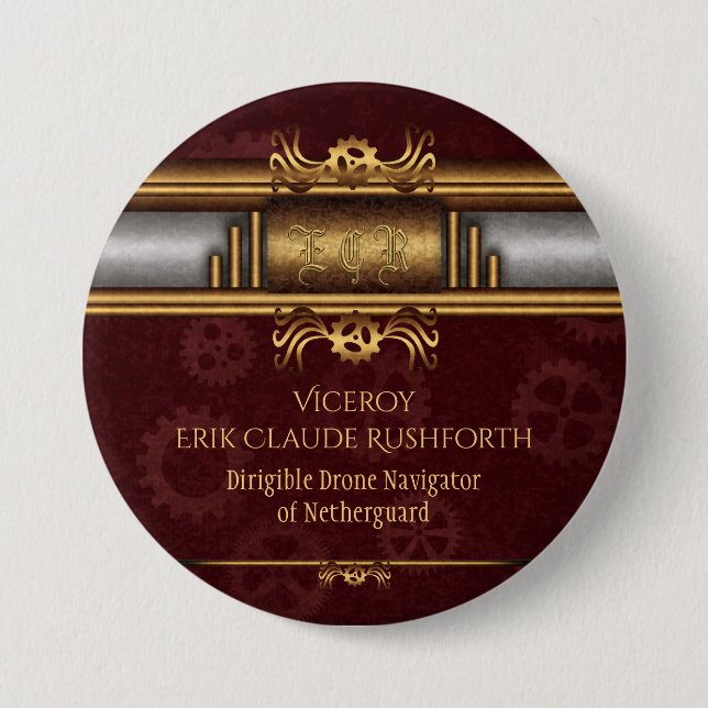 Bóton Redondo 7.62cm Personagem de bronze e de marroon (Frente)