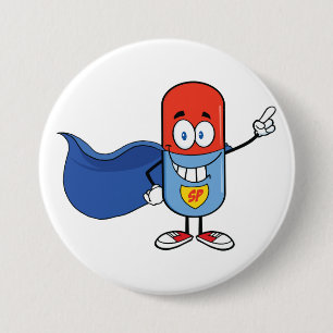 Bóton Redondo 7.62cm Personagem Herói Cartoon da Super Pílula