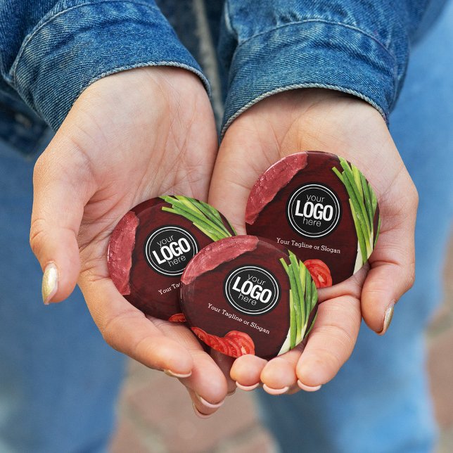 Bóton Redondo 7.62cm Personalizar o tema do restaurante bife (Criador carregado)