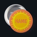 Bóton Redondo 7.62cm PERSONALIZE O Nome de etiqueta amarelo alaranjado<br><div class="desc">Decorre sua roupa com este botão de arte legal. Faz um presente excelente! Você pode personalizá-lo e adicionar texto também. Procure em meu compro muito mais cores e padrões! Avise-me se quiser algo personalizado também.</div>
