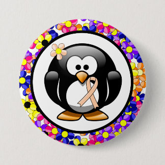 Bóton Redondo 7.62cm Pêssego Sensibilização Penguin de Fita