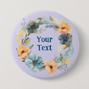 Bóton Redondo 7.62cm Pêssego Whimsical e Abaulheira Azul