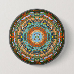 Bóton Redondo 7.62cm Pin de Mandala de Estado da Arizona