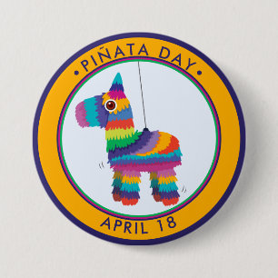 Bóton Redondo 7.62cm Pinata Day, animação da piñata
