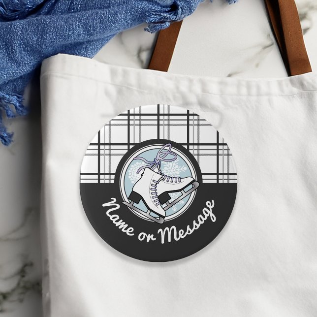 Bóton Redondo 7.62cm Pinback personalizado de gelo moderno do Tartan (Criador carregado)