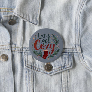 Bóton Redondo 7.62cm Pine Berry Lettering de Férias Aconchegantes