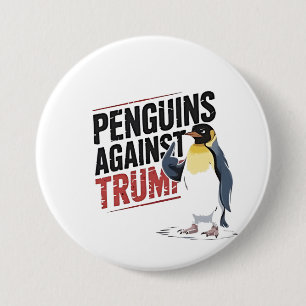 Bóton Redondo 7.62cm Pinguins contra Trump Anti-Trump EUA