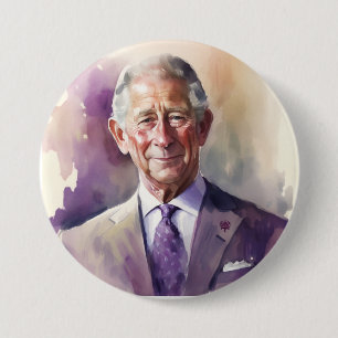 Bóton Redondo 7.62cm Pino da coroação King Charles III