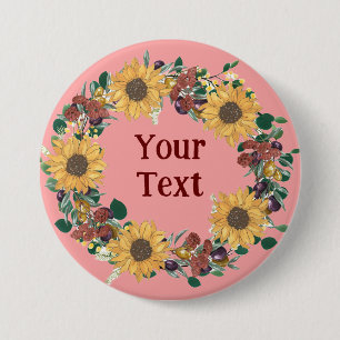 Bóton Redondo 7.62cm Pino da sola da solha do girassol