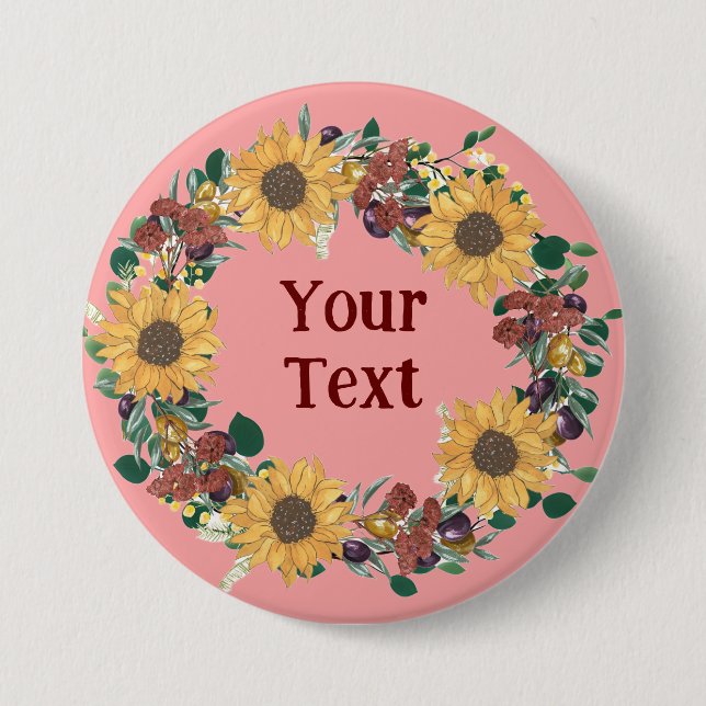 Bóton Redondo 7.62cm Pino da sola da solha do girassol (Frente)