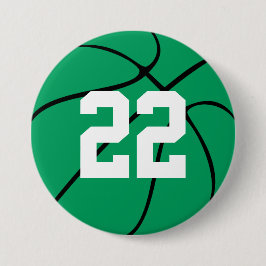 Bóton Redondo 7.62cm Pino do botão de basquete verde do número do jogad
