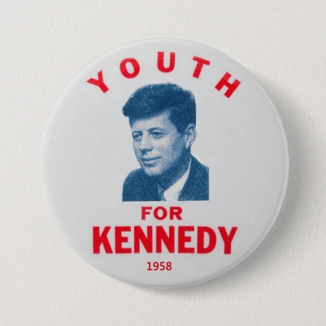 Bóton Redondo 7.62cm Pino memorável 1958 de JFK (Frente)