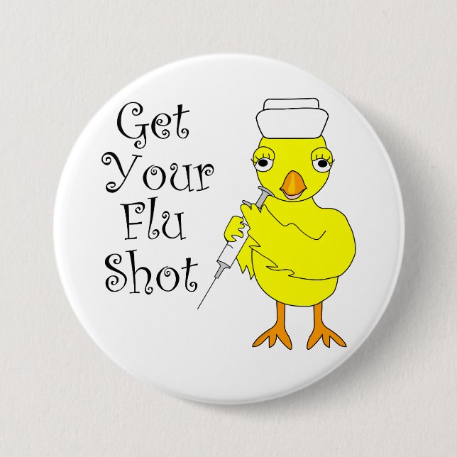 Bóton Redondo 7.62cm Pintinho De Atirada De Gripe Enfermeira (Frente)